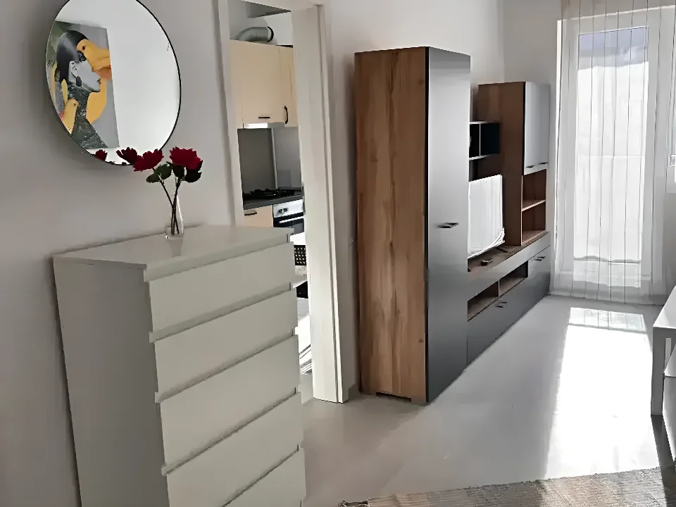 Garsoniera inchiriere Sector 4 Bucuresti living cu oglinda